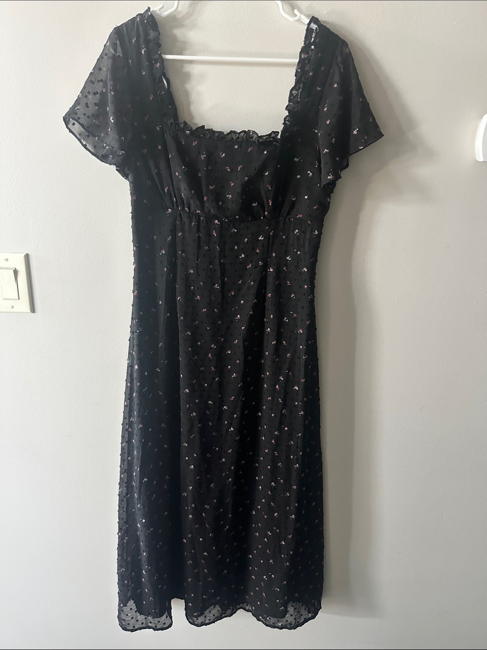 Black Floral Square-Neck Maxi Dress